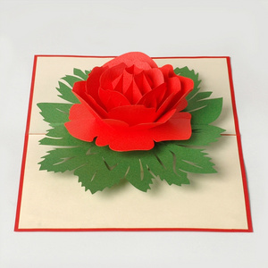 3D pop up greeting cards with Rose Flower handmade craft cards custom request - Rose 3D pop up Card