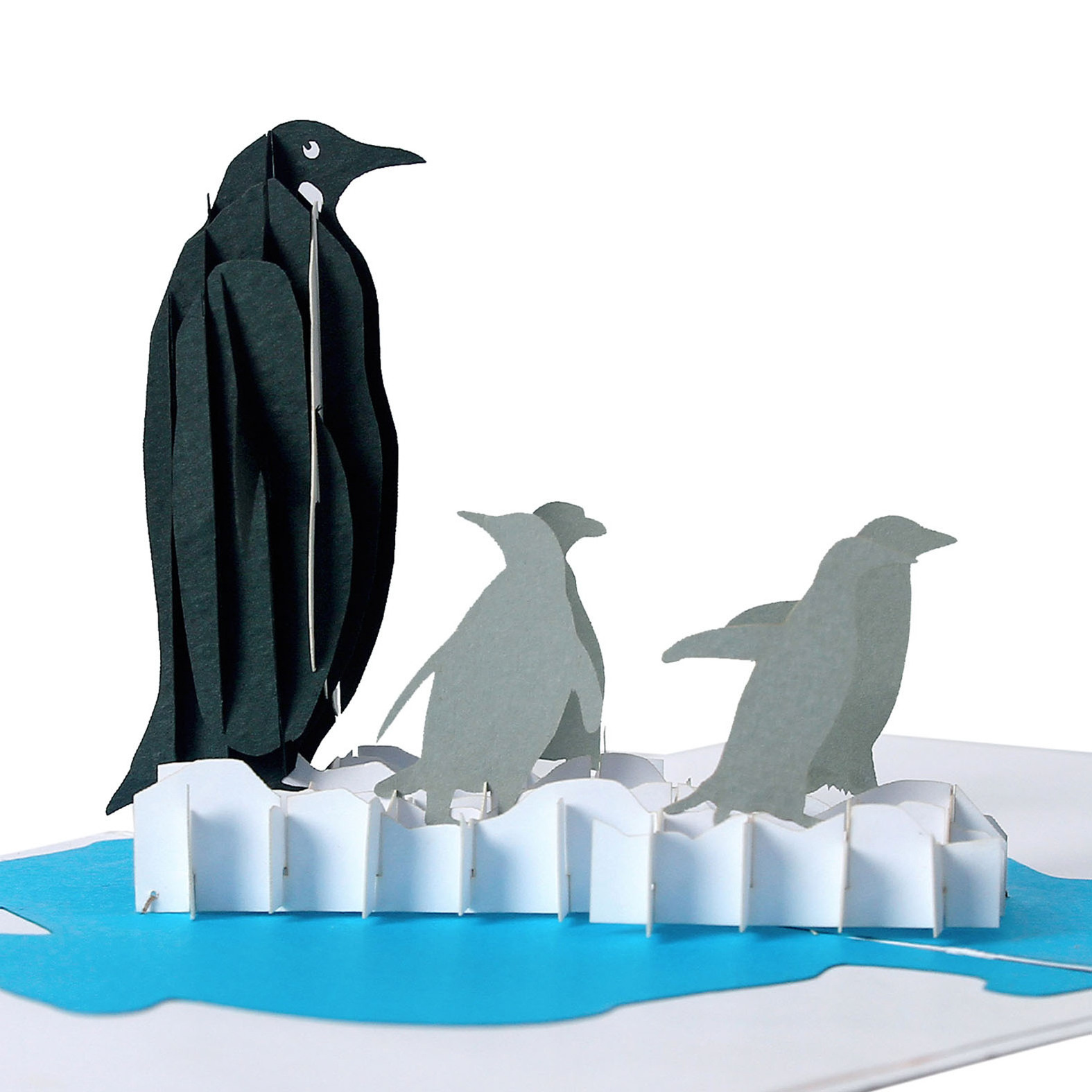 Laser Cut penguin 3D pop-up animal blank Greeting Card with note and envelope made in Vietnam