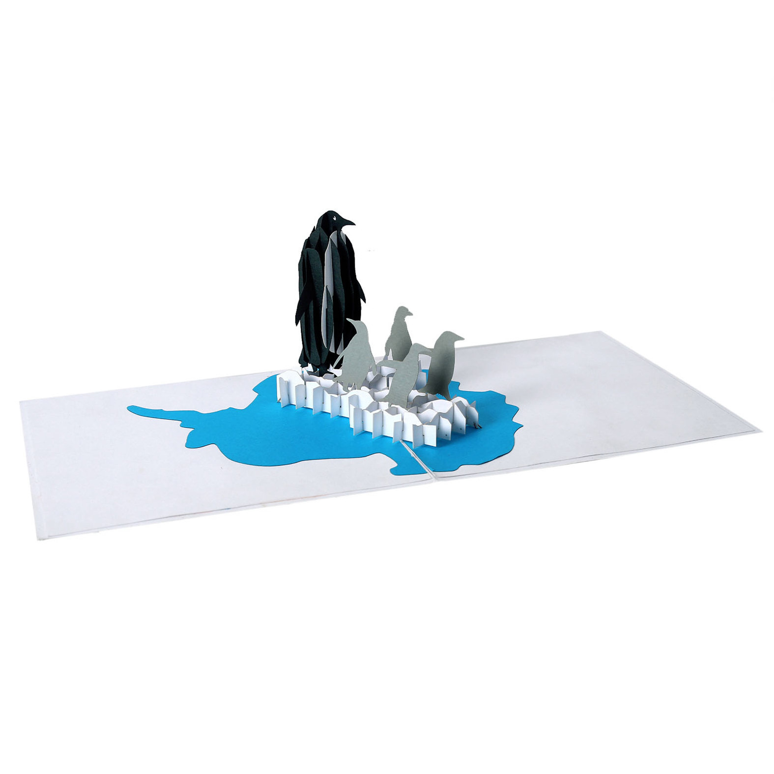 Laser Cut penguin 3D pop-up animal blank Greeting Card with note and envelope made in Vietnam