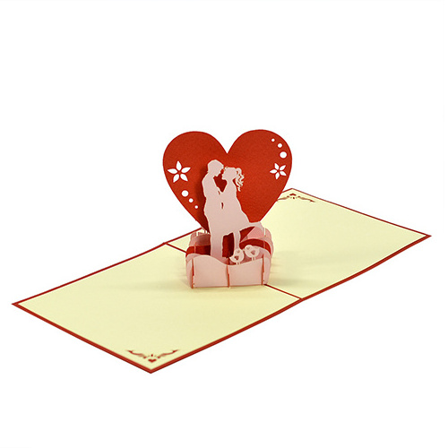 New Model Couple on swing folding hot laser cut 3d pop up Love Greeting Cards Custom Design and  Manufacturer