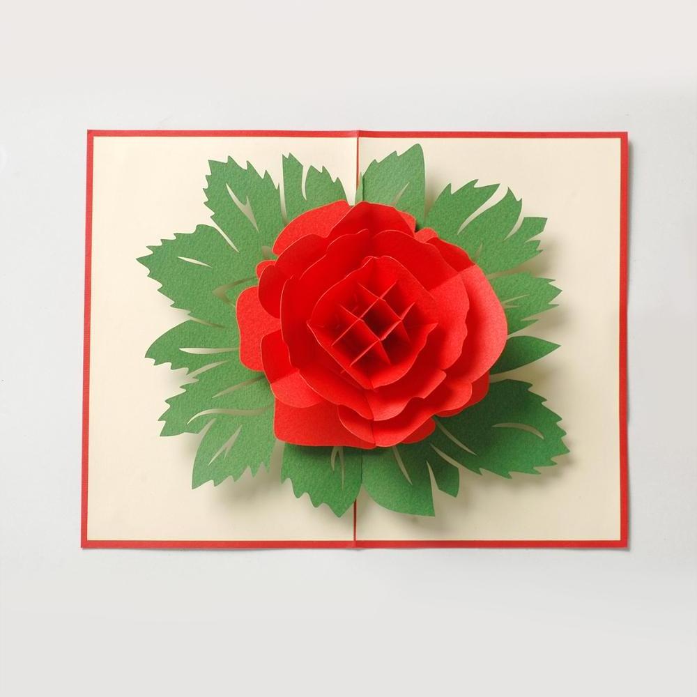 3D pop up greeting cards with Rose Flower handmade craft cards custom request - Rose 3D pop up Card