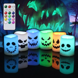 Halloween Flameless Votive Candles Color Changing Battery Operated LED Tealight Candles for Halloween Home Decoration Gifts