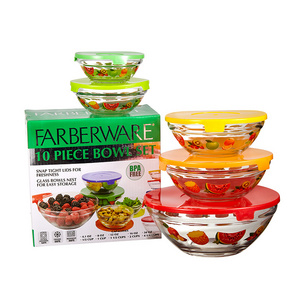 Custom 5-pack preservation double wall round glass storage bowl set