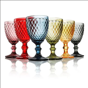 Wholesale Glassware Colored Wine Glasses Water Pressed Blue Glass Goblets