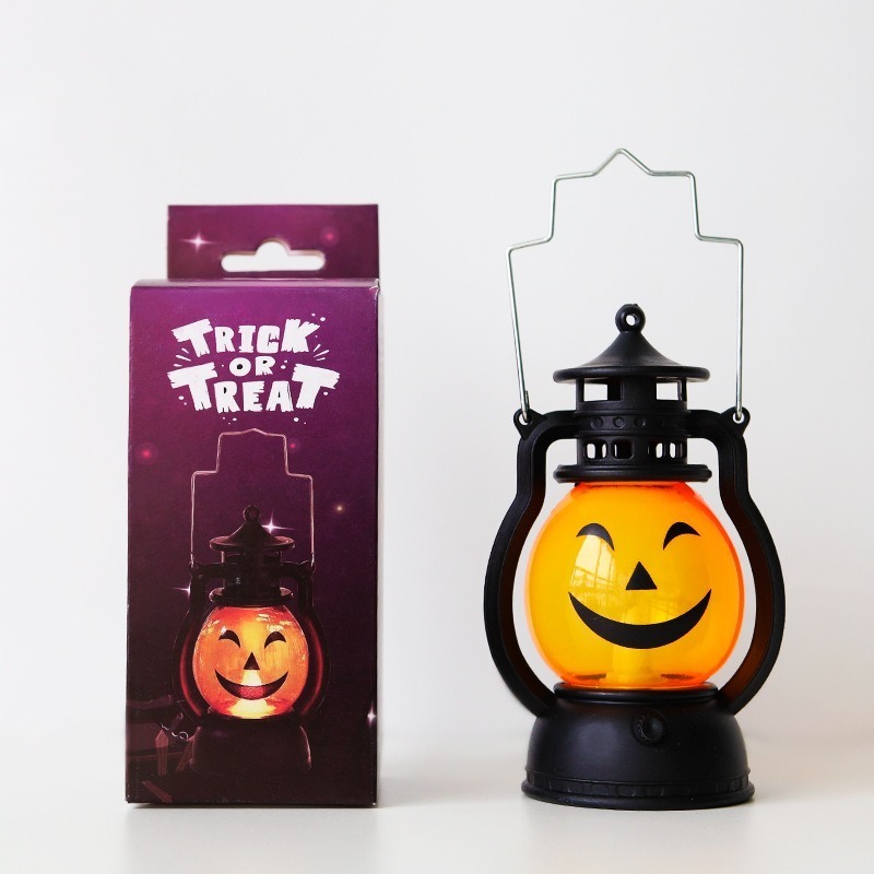 Halloween decoration retro small oil lamp electric candle lamp LED pony lantern portable pumpkin lantern