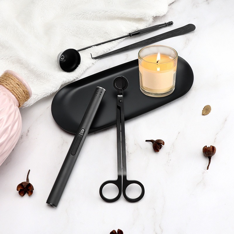 Custom engraved candle accessories tool wick dipper lighter candle snuffer black rose gold wholesale candle wick trimmer