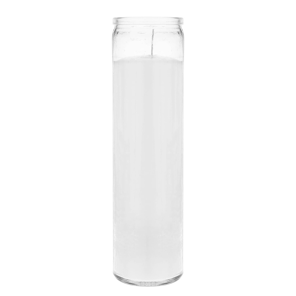 Mega Candles White 7 Day Devotional Prayer Glass Container Candle Great for Sanctuary Vigils Prayers Blessing in Glass Bottle