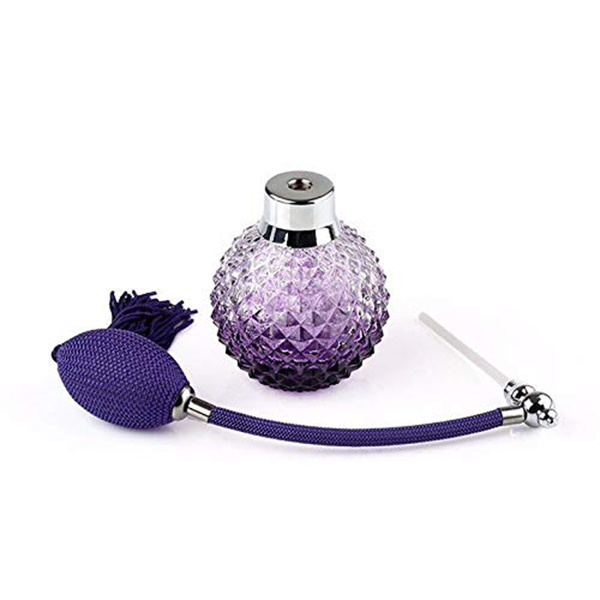 Hot sell ball shaped empty elegant 30ml 60ml 50ml perfume bottle purple airbag pump perfume bottle 100ml