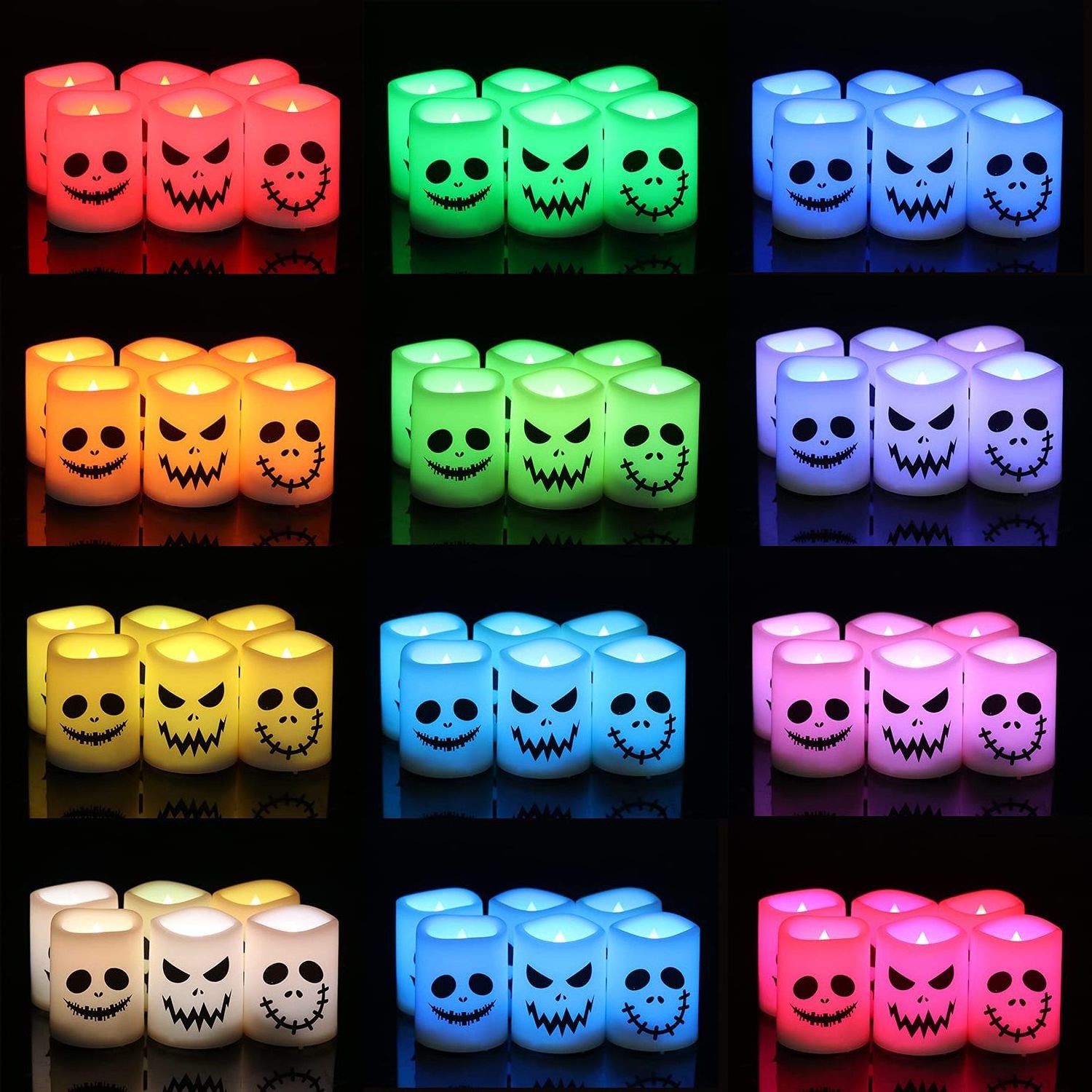 Halloween Flameless Votive Candles Color Changing Battery Operated LED Tealight Candles for Halloween Home Decoration Gifts