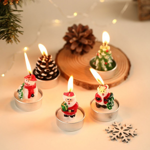 3pcs Christmas Candles Santa Claus Snowmen Tin Cans Candle Christmas Decorations for Home Mini Candles New Year Gifts