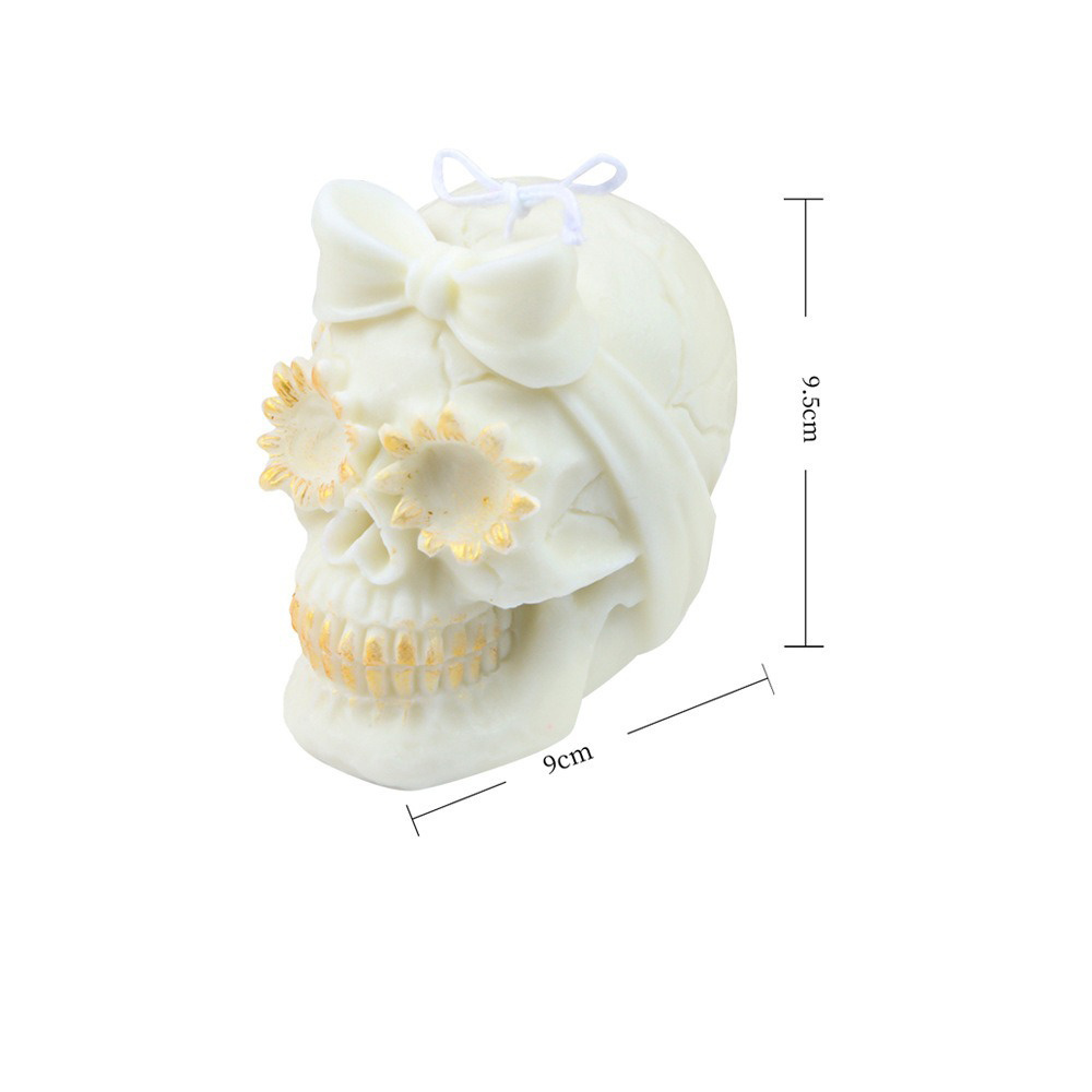 Soy Wax Halloween Decoration White Flower Skull Scented Halloween Candles