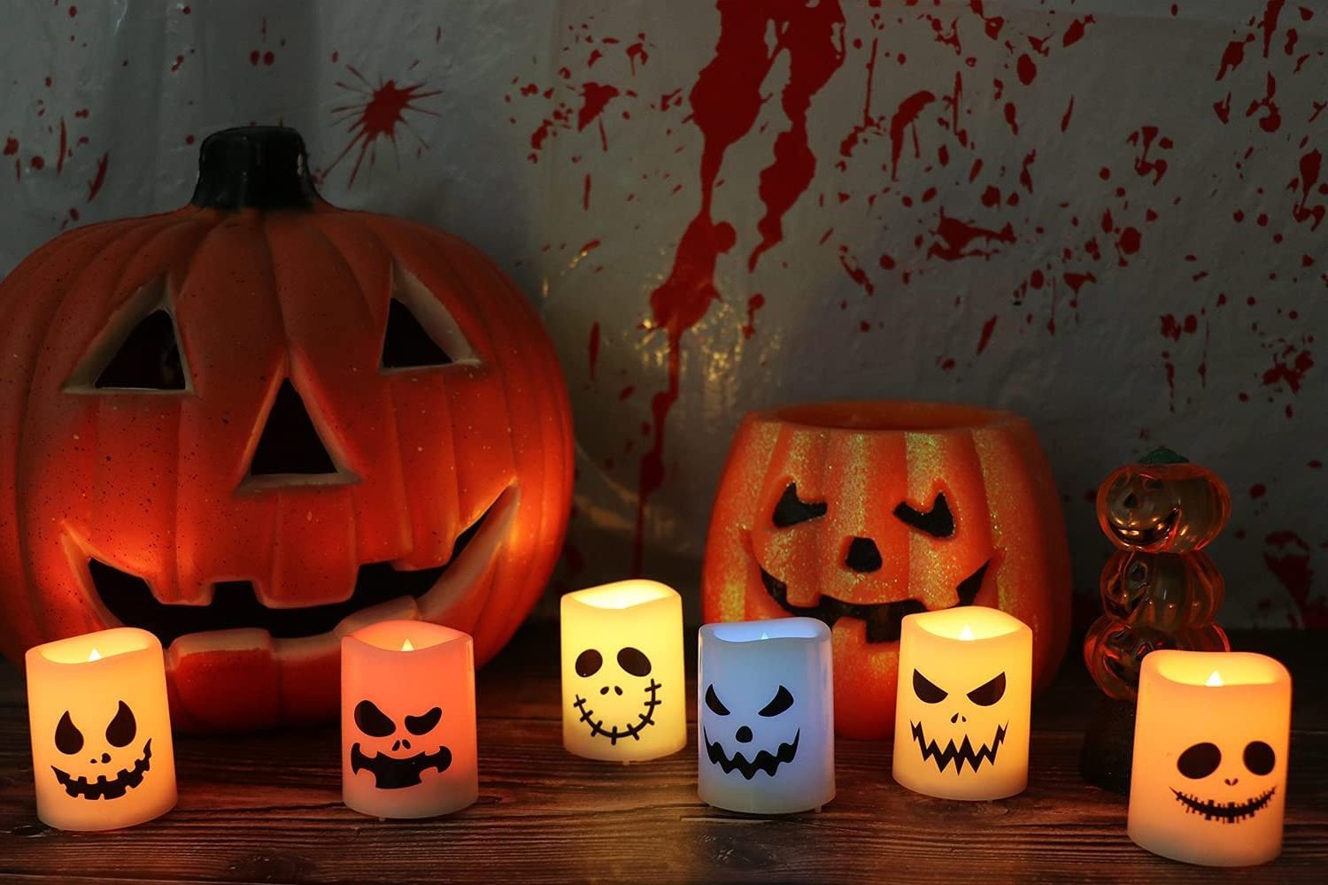 Halloween Flameless Votive Candles Color Changing Battery Operated LED Tealight Candles for Halloween Home Decoration Gifts