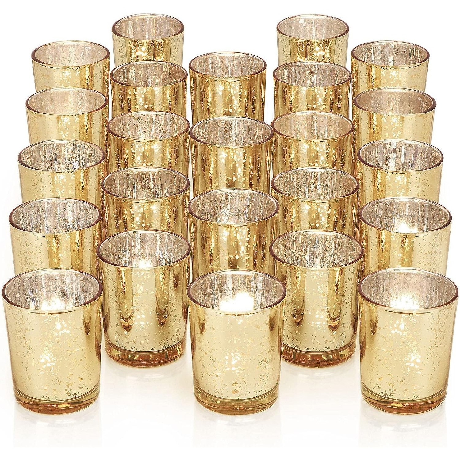 12pcs Set Gold Votive Candle Holder Table Mercury Glass Candle Holder Tealight Candle Cups for Wedding Birthday Party Decoration