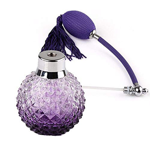 Hot sell ball shaped empty elegant 30ml 60ml 50ml perfume bottle purple airbag pump perfume bottle 100ml