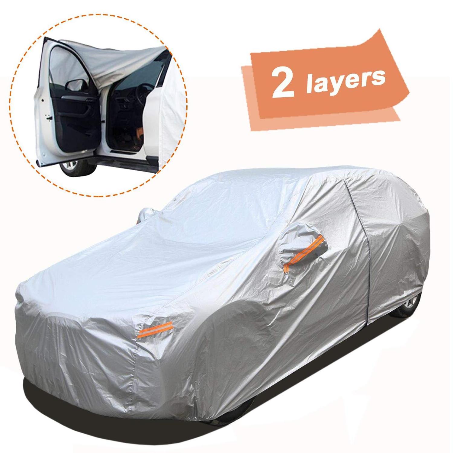 Two Layers Camouflage Car Cover Foldable PEVA Fabric with Fleece Waterproof UV Protection