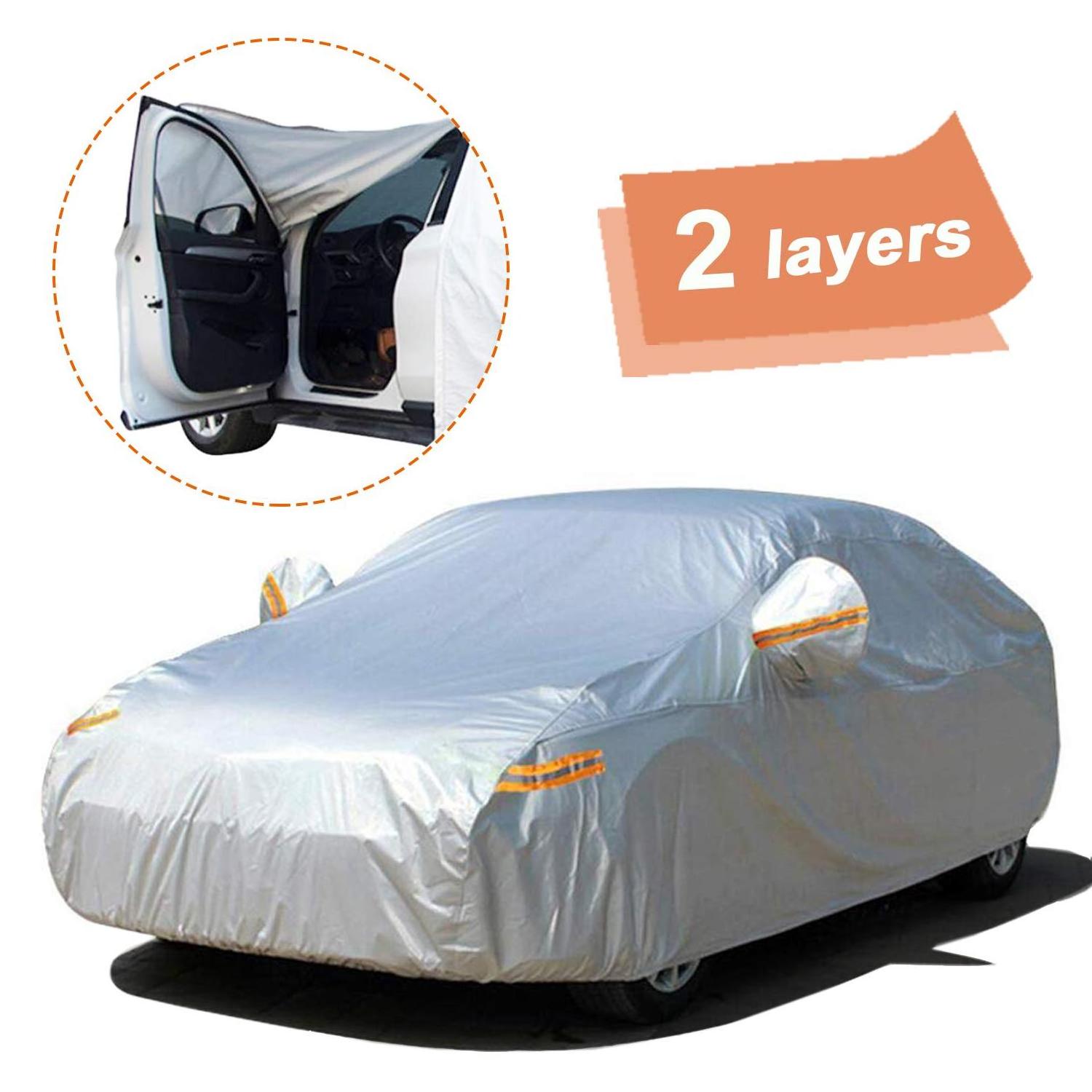 Two Layers Camouflage Car Cover Foldable PEVA Fabric with Fleece Waterproof UV Protection