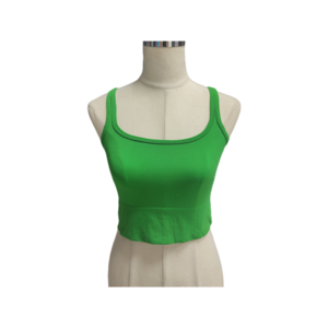 Fashion High Waist Midriff-baring Breathable Tight Green Exercise Yoga Girls Tank Top