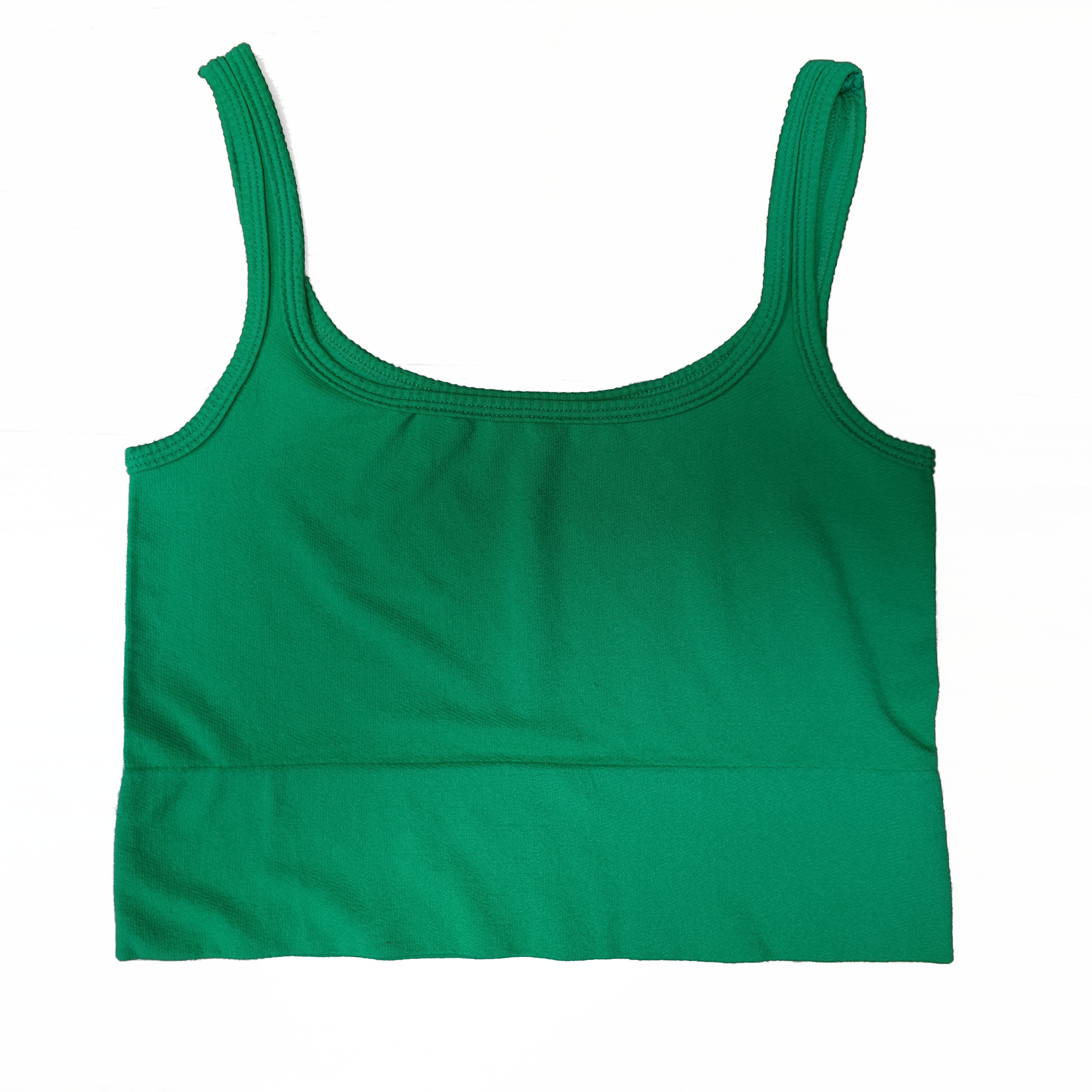 Fashion High Waist Midriff-baring Breathable Tight Green Exercise Yoga Girls Tank Top