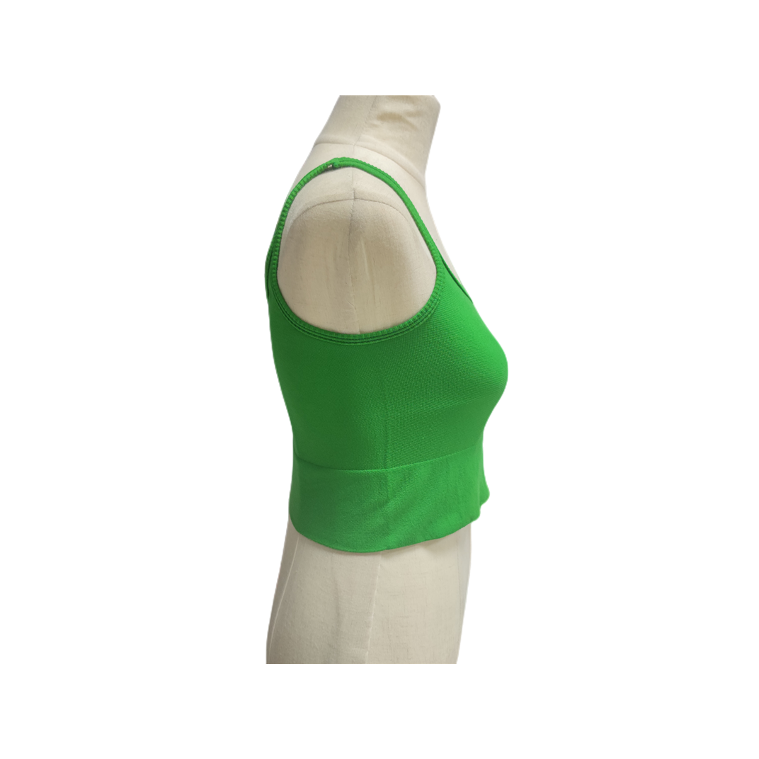 Fashion High Waist Midriff-baring Breathable Tight Green Exercise Yoga Girls Tank Top