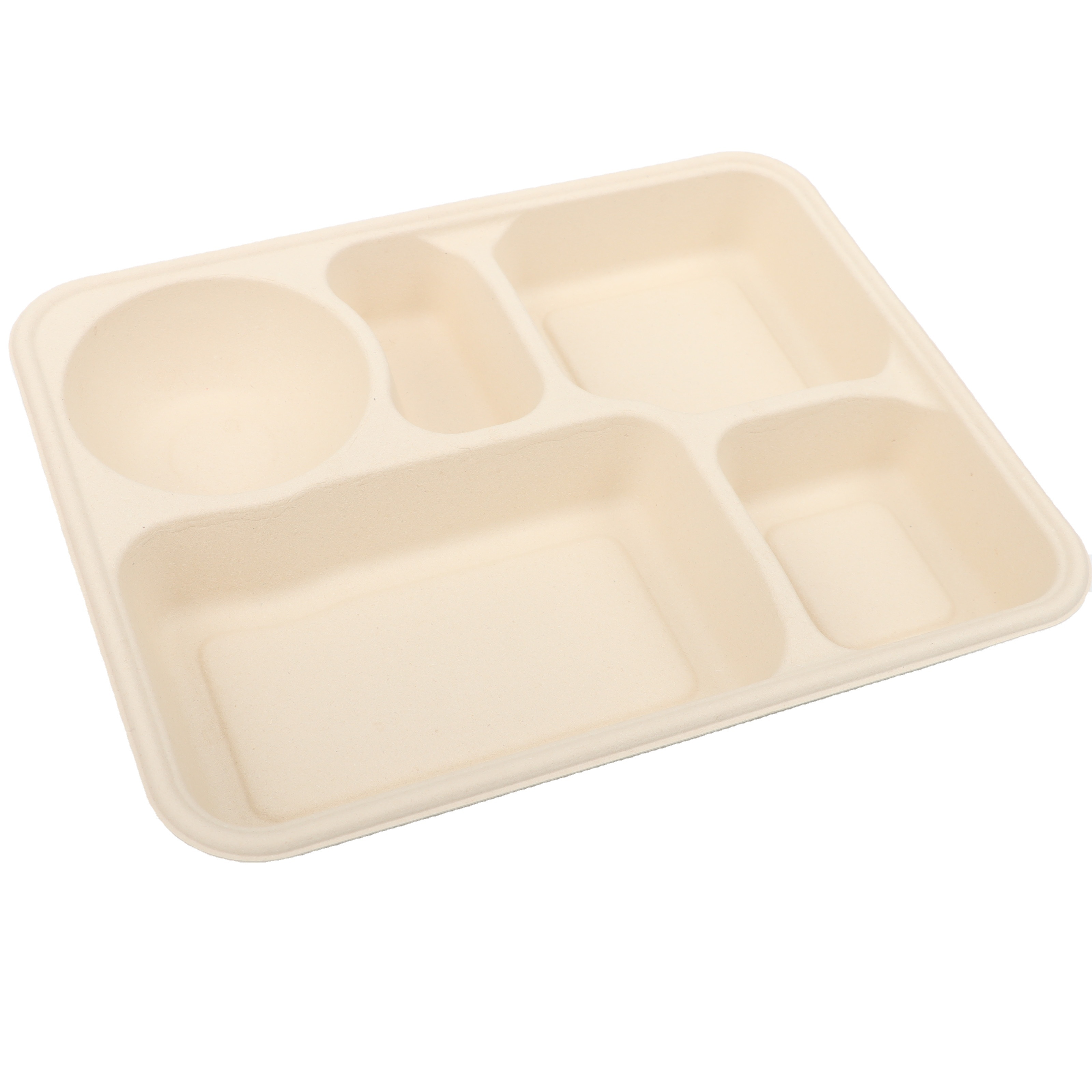 Custom Design Leakproof 4/5 Compartment Disposable lunch Tray With Lid Biodegradable Food Tray