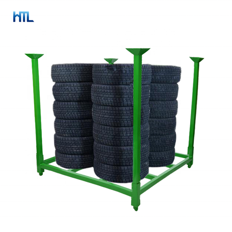 Customized folding portable metal spare steel make portable detachable stackable pallet tire rack