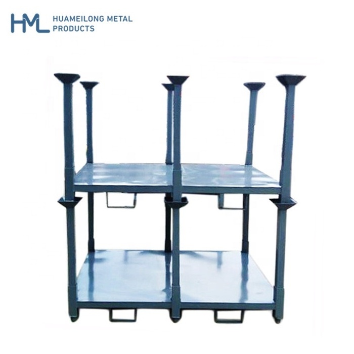 Warehouse vertical steel metal foldable stacking textile pallet racks for fabric roll storage