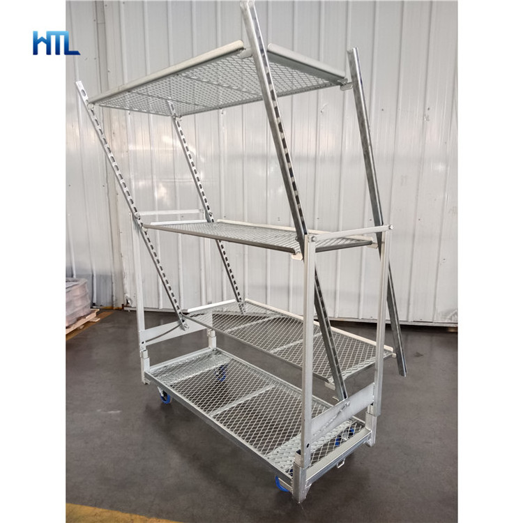 HML Display Plant Nursery Danish Metal Rolling Wire Shelf Flower Carts with 5 Shelves