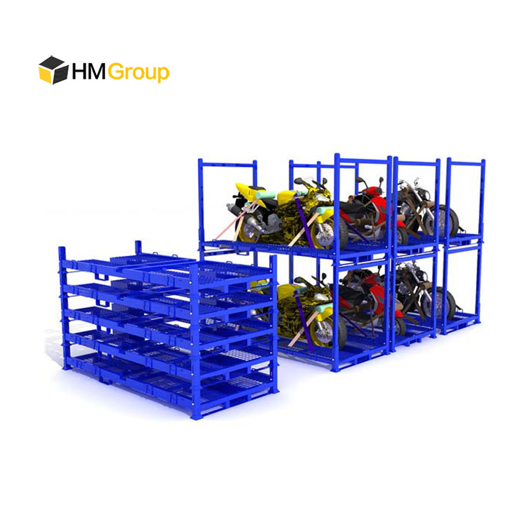 Customized Heavy Duty Storage Foldable Metal Weld Warehouse Steel Motorcycle Stacking Pallet