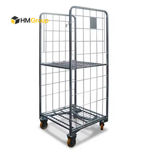 Hot dip zinc 2 sides a frame standard wheeling logitic metal storage wide roll container for transport