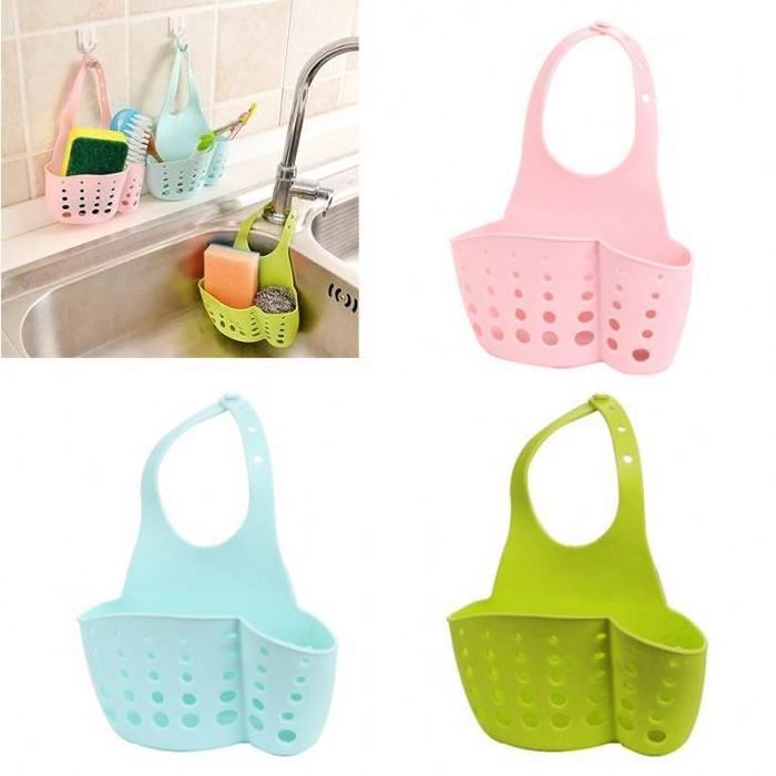 Kitchen Dish Cloth Sponge Storage bag Portable Home Hanging Drain Bag Basket Bath Storage Tools Sink Soap Plate Utensils Holder