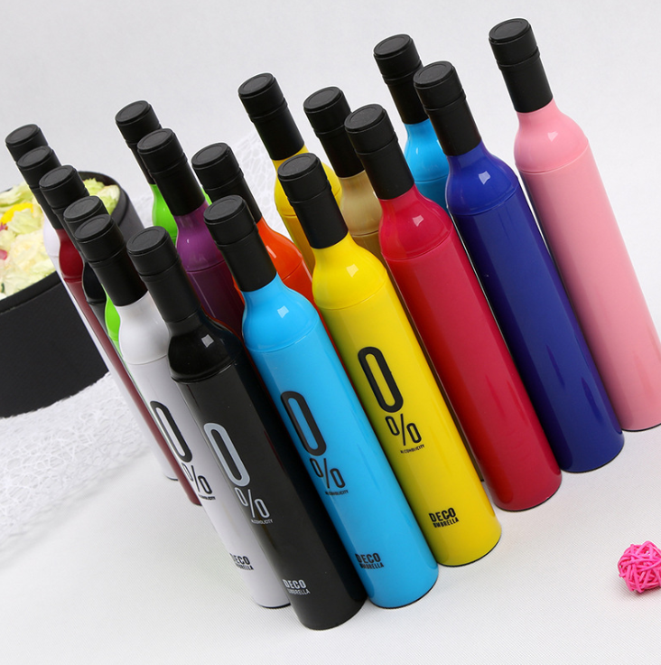 Wholesale 2020 Promotional gift Colourful 3 Fold Wine Bottle Umbrella with Custom Logo for Adults