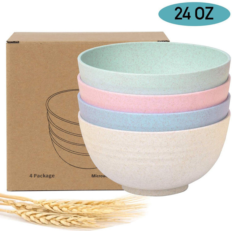 Hot Sale Eco-friendly  biodegradable dinnerware plates sets wheat straw tableware set