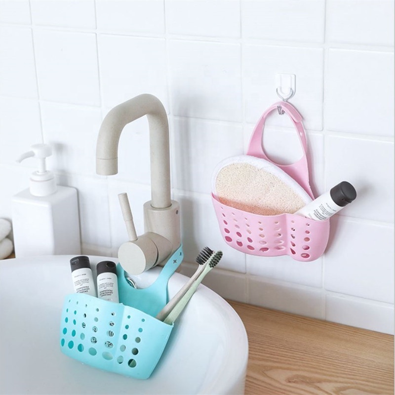 Kitchen & Bathroom Sink Drain Rack Storage Holder with Suction Cup Organizer for Soap & Sponge Wash Stand sink shelf