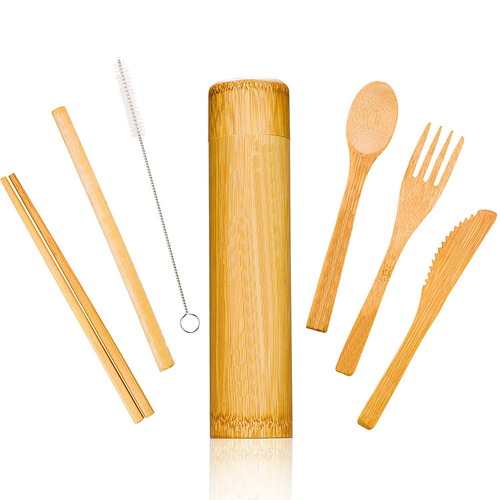 Amazon, bamboo fork and spoon, bamboo cutlery set with tube gift box, custom made gifts