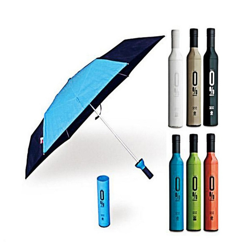 Wholesale 2020 Promotional gift Colourful 3 Fold Wine Bottle Umbrella with Custom Logo for Adults