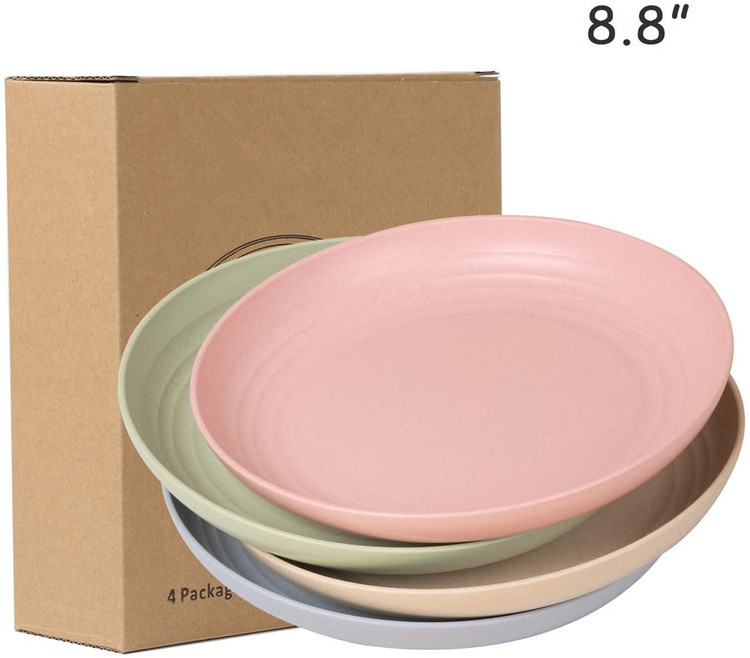 Hot Sale Eco-friendly  biodegradable dinnerware plates sets wheat straw tableware set