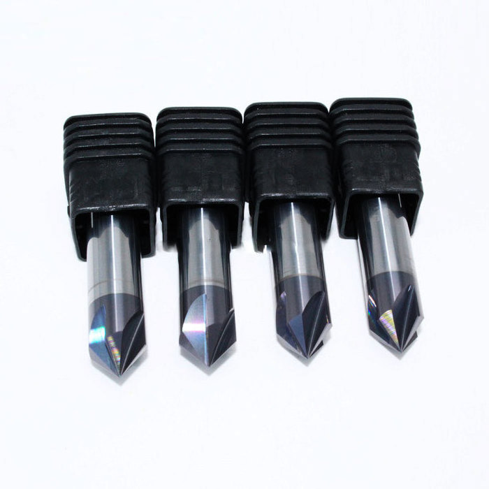 Carbide 45/60/90 Degree Chamfering End Mill 2 / 3 Flutes V Groove  Chamfer Milling Cutter for Steel & Aluminum