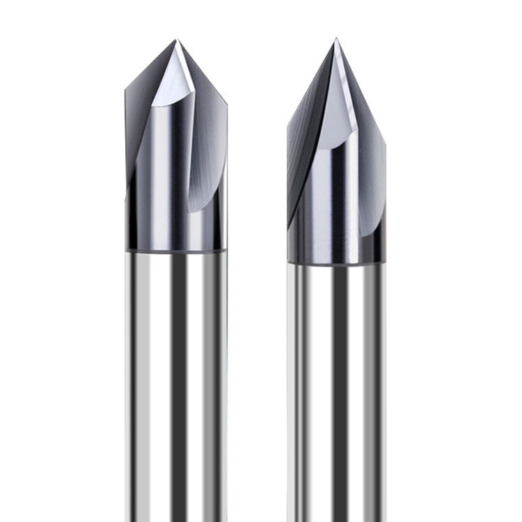 Carbide 45/60/90 Degree Chamfering End Mill 2 / 3 Flutes V Groove  Chamfer Milling Cutter for Steel & Aluminum