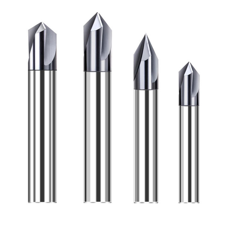 Carbide 45/60/90 Degree Chamfering End Mill 2 / 3 Flutes V Groove  Chamfer Milling Cutter for Steel & Aluminum