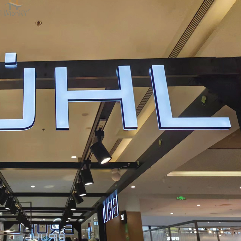 3D Dutdoor logo signage stainless steel acrylic sign 3d backlit light sign led letters