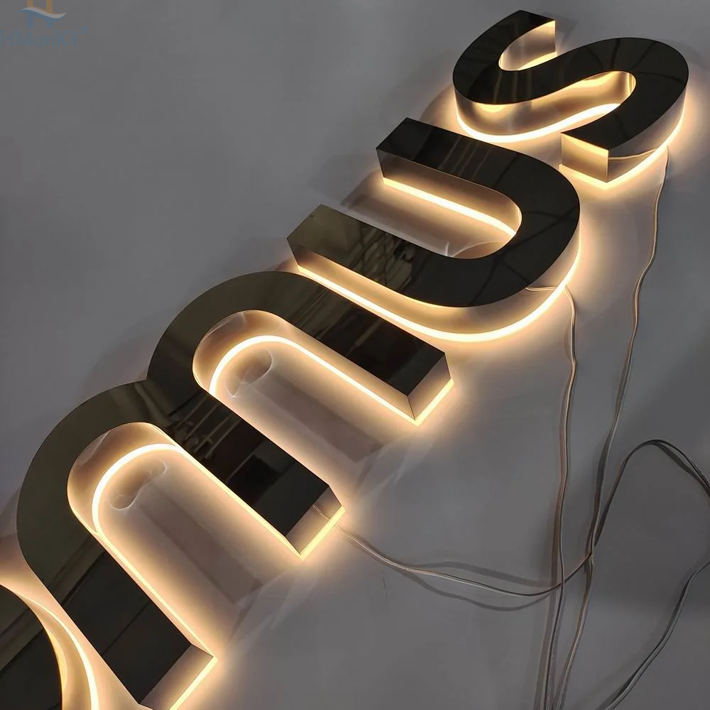 Customized outdoor shop Business backlit 3D letter sign electronic sign stainless steel Led Sign Led