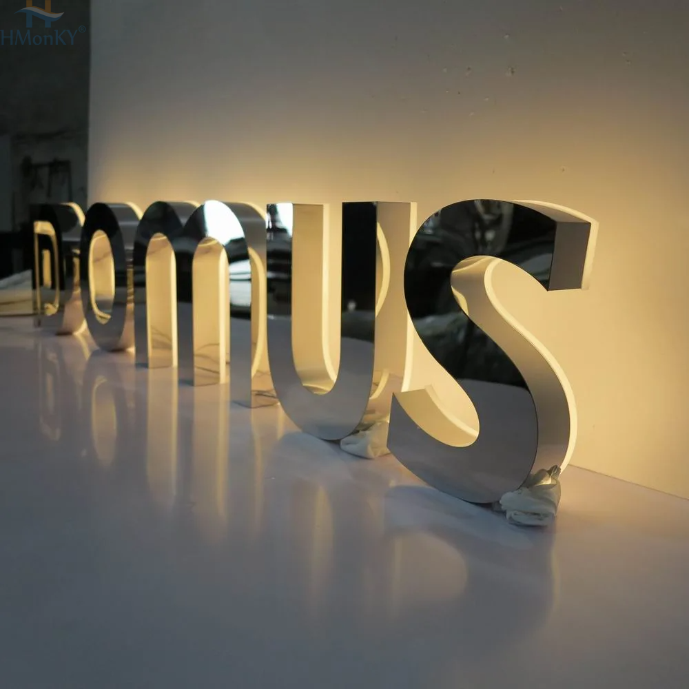 Customized outdoor shop Business backlit 3D letter sign electronic sign stainless steel Led Sign Led