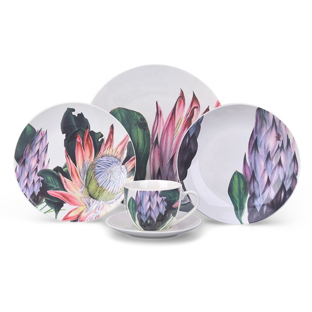 porcelain dinner plates set leaves decal new bone china dinnerware set