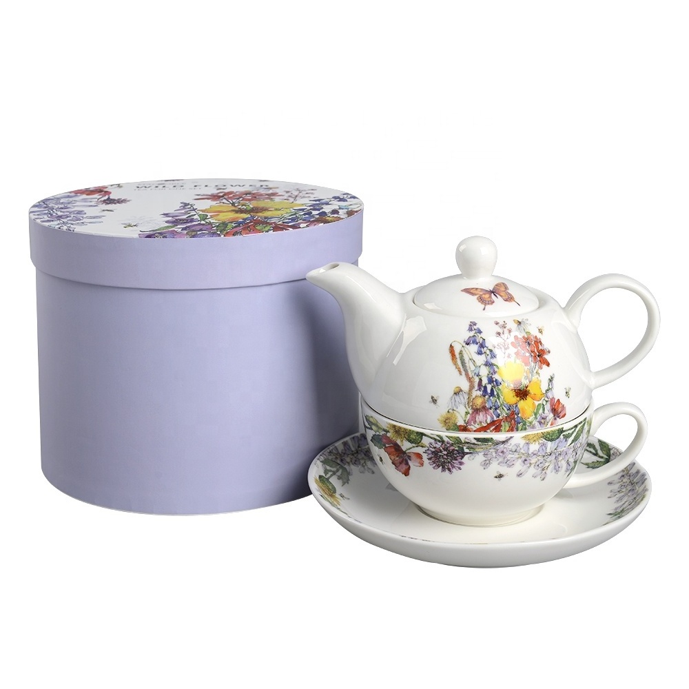 Europe Porcelain Wild Flower Tea pot ceramic tea coffee pot with gift box