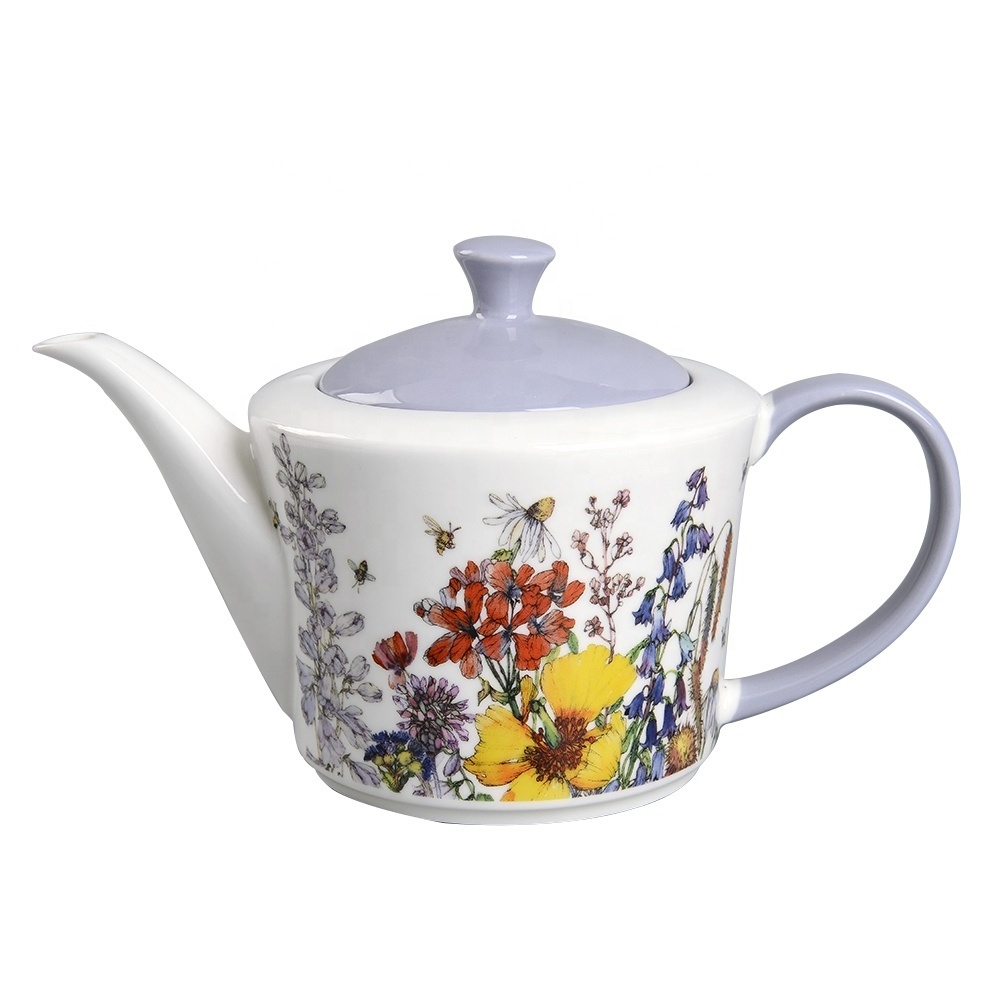 Europe Porcelain Wild Flower Tea pot ceramic tea coffee pot with gift box