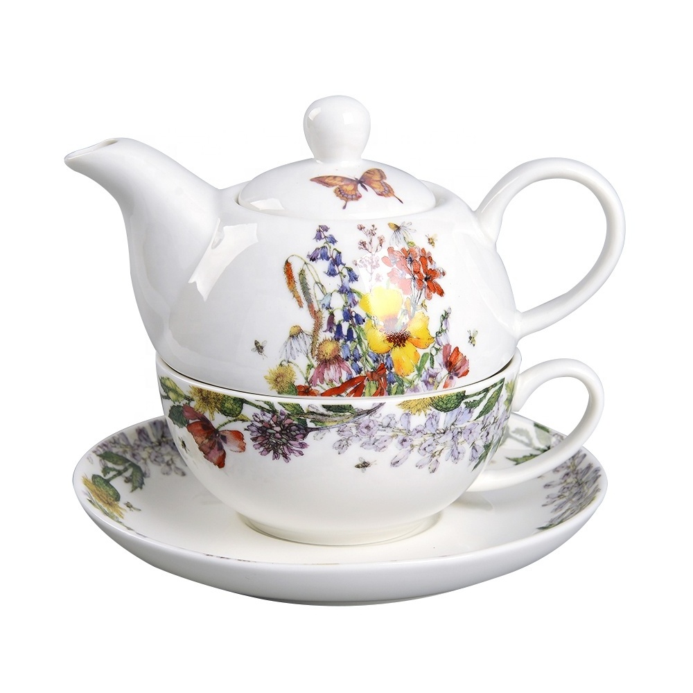 Europe Porcelain Wild Flower Tea pot ceramic tea coffee pot with gift box