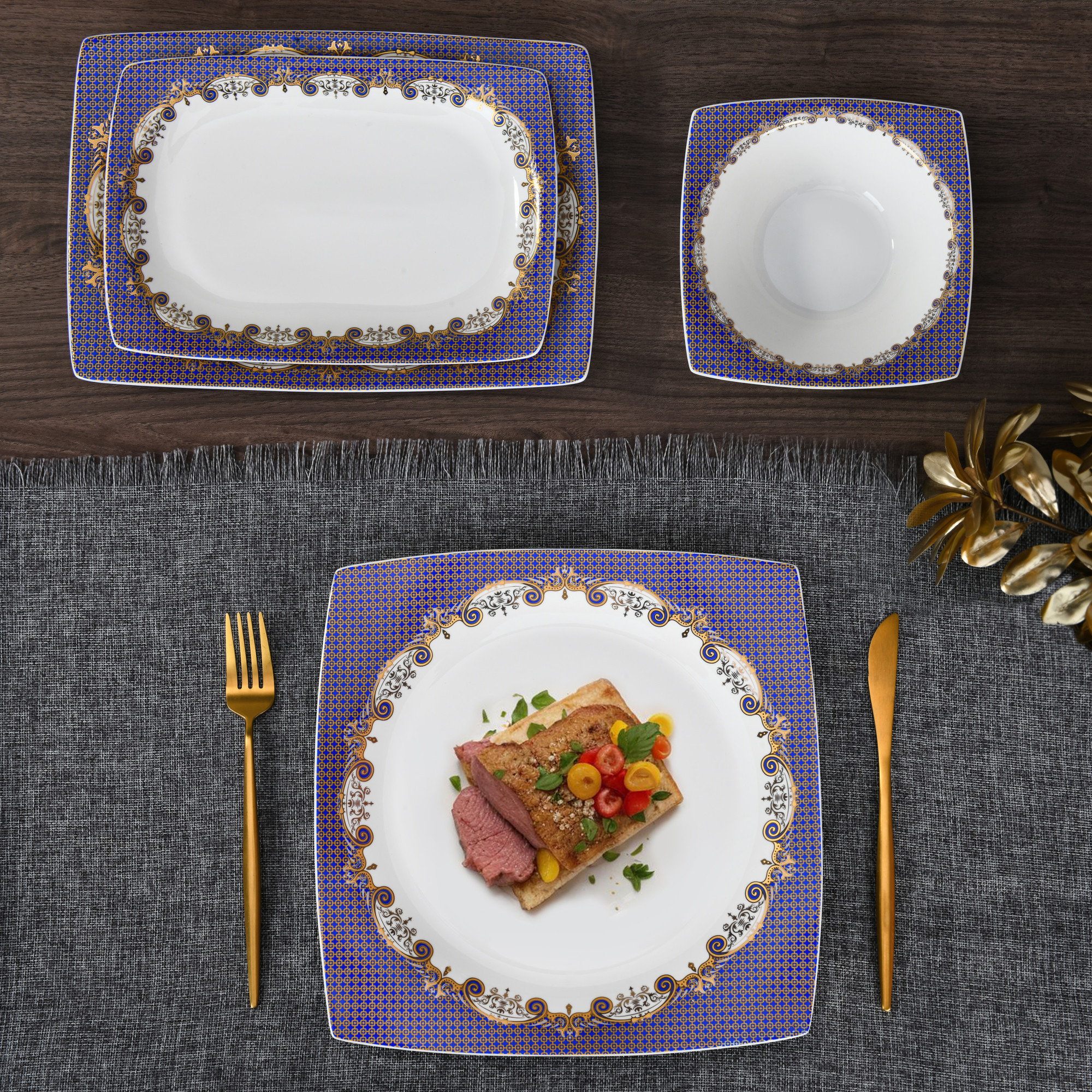 high quality porcelain dinnerware set wholesa Salad Soup Bowl Plate purple porcelain dinnerware sets