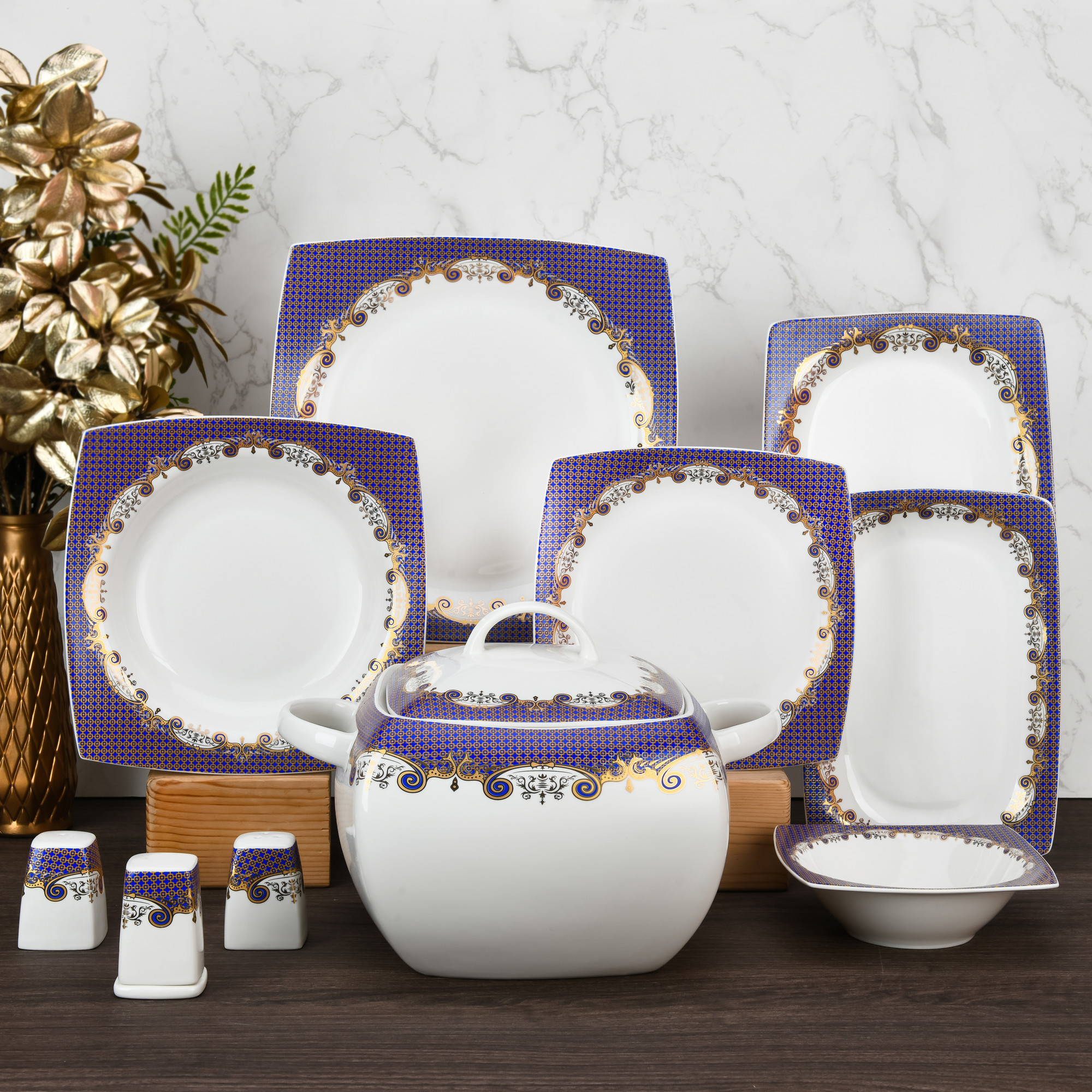 high quality porcelain dinnerware set wholesa Salad Soup Bowl Plate purple porcelain dinnerware sets