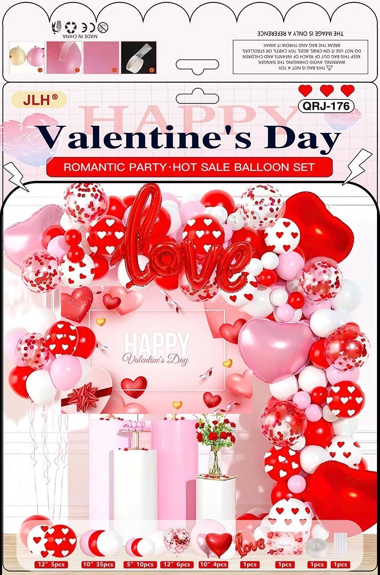 Confetti Red LOVE Balloon Chain Wedding Room Decoration Aluminum Film Balloon Valentine's Day Party Balloon Decoration