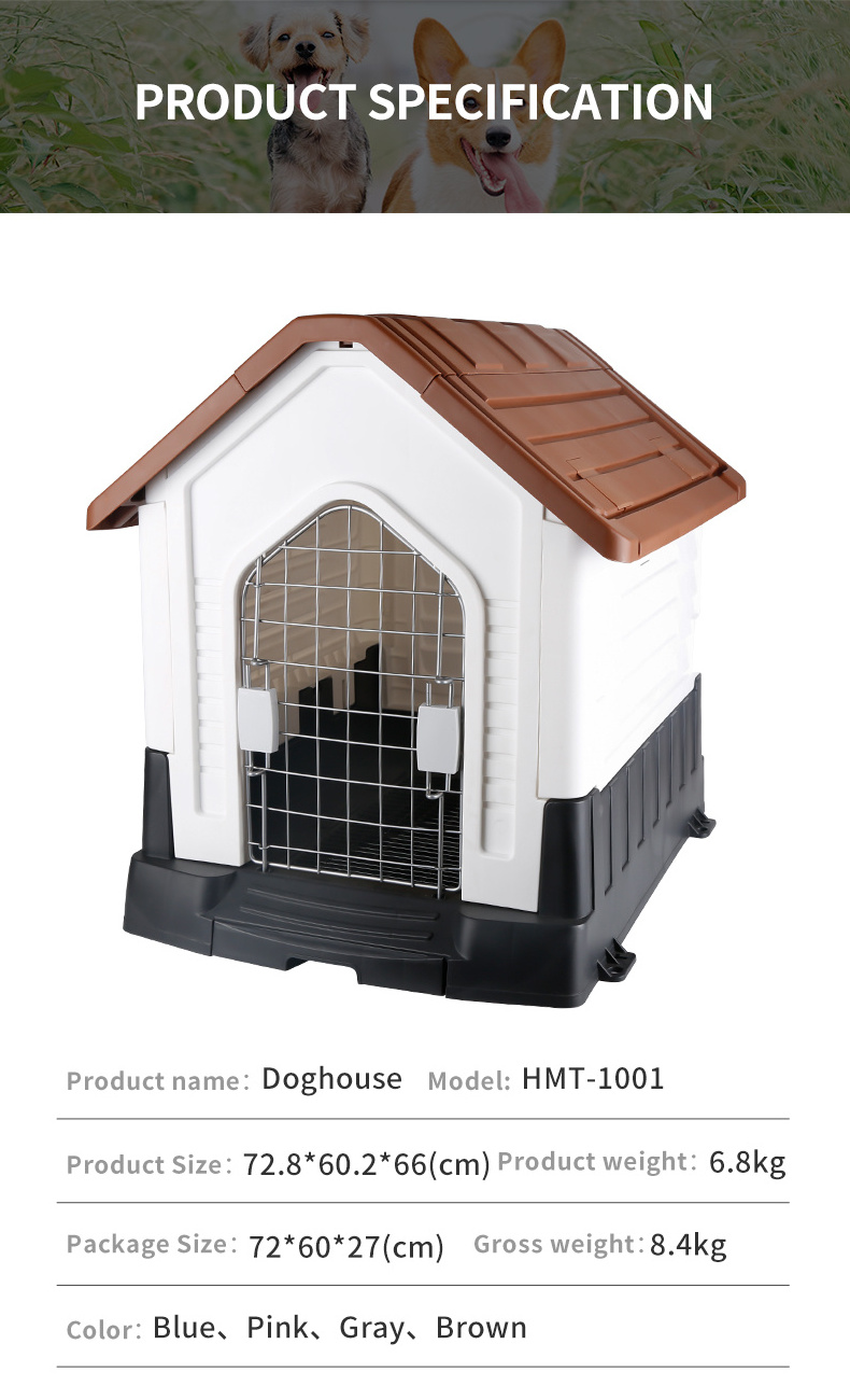 Large Plastic Dog House With Door Outdoor Kennels Pet House Waterproof And Removable Indoor Cat/Rabbit House